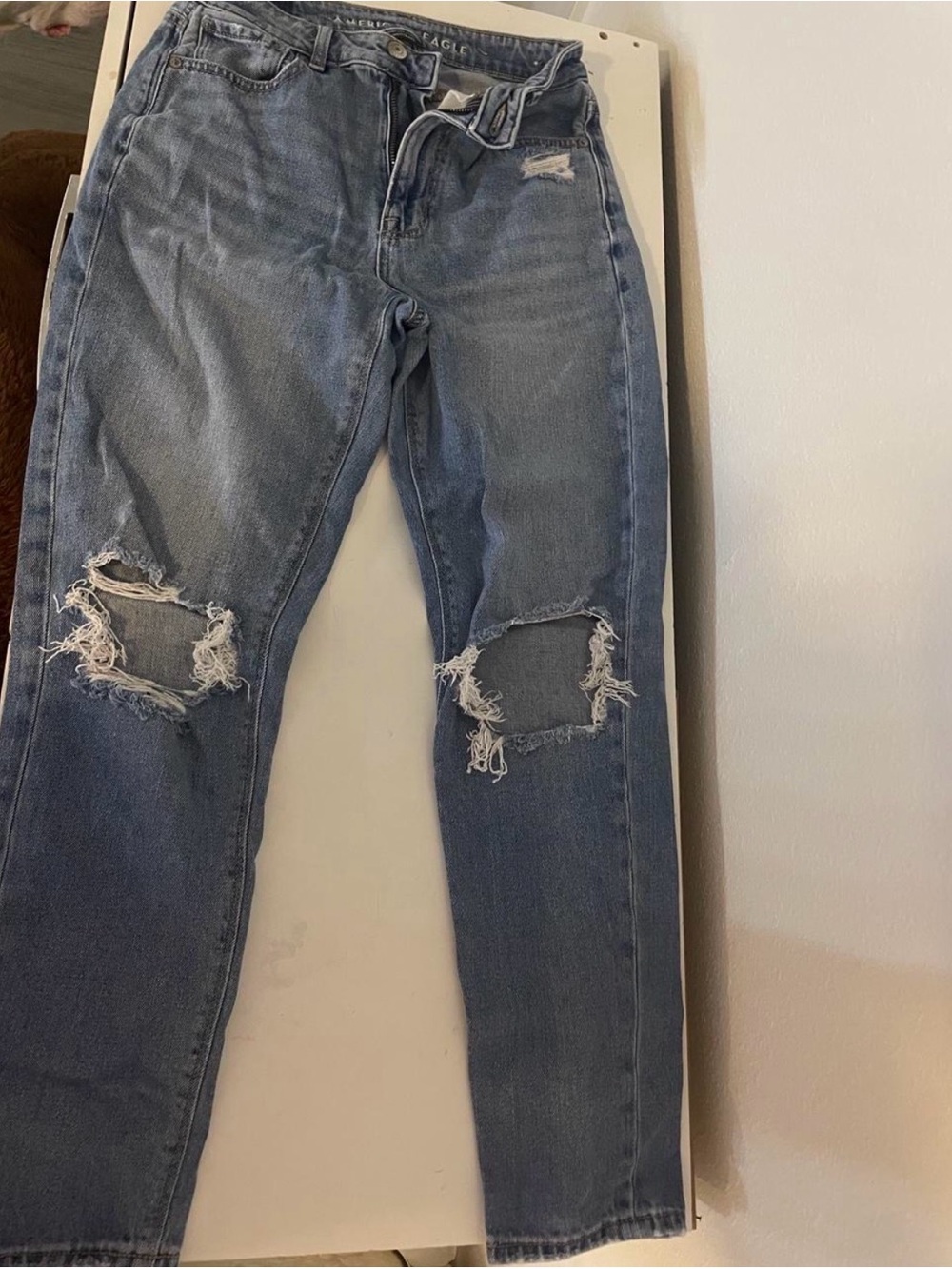 American Eagle Outfitters Straight Leg Ripped Blue Jeans